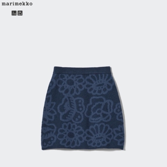 Marimekko Navy Floral Knit Mini Skirt - Picture 2 of 5